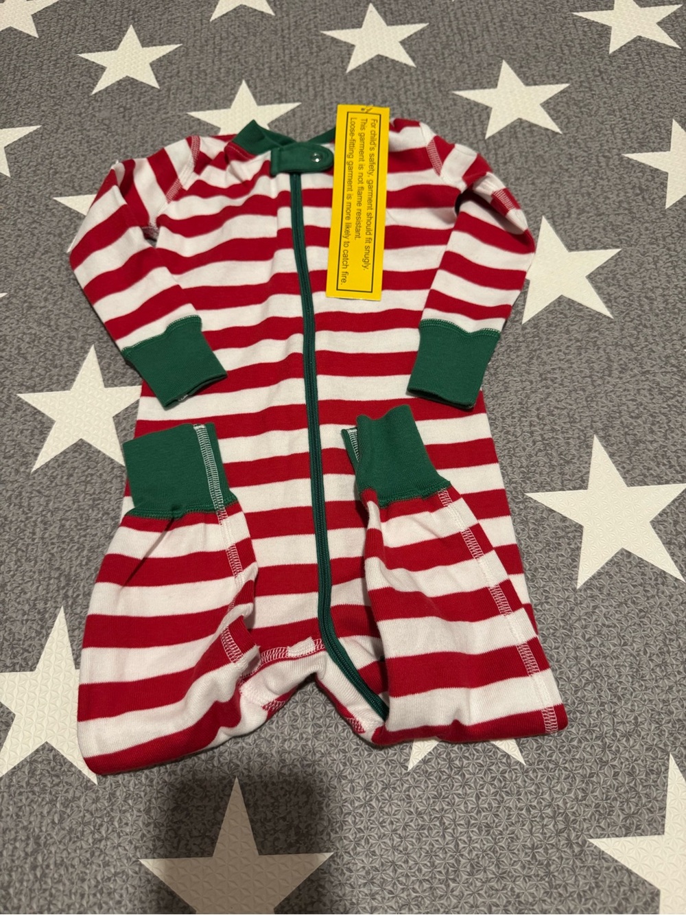Hanna Andersson Red & White Striped One-Piece with Green Trim
